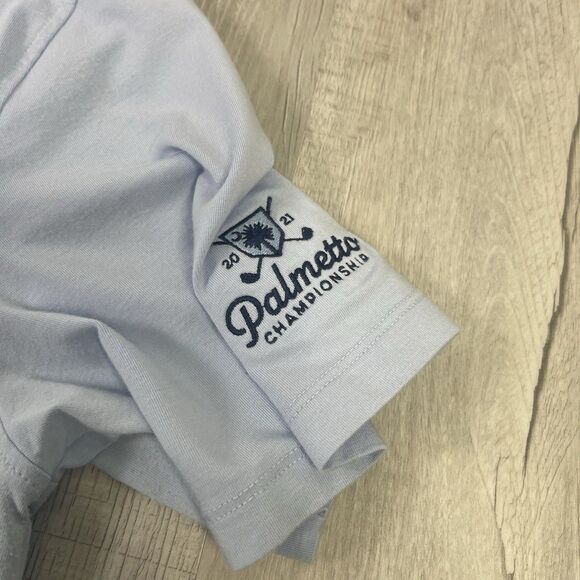 Greyson Polo Shirt Mens Medium Powder Blue Golf Palmetto Performance READ N - Picture 5 of 11